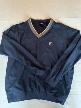 Ashworth Men's Size M Navy Blue V-Neck Windbreaker Golf Pullover Medium Men’s